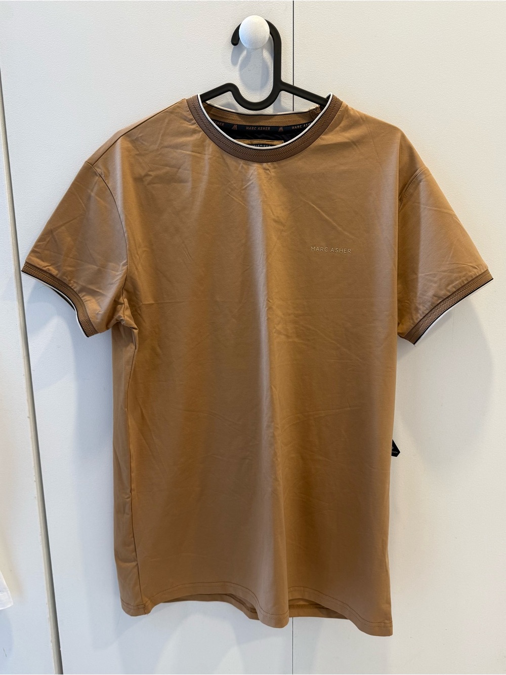Marc New York Short Sleeve Crew Neck Tee in Brown with Contrast Trim
